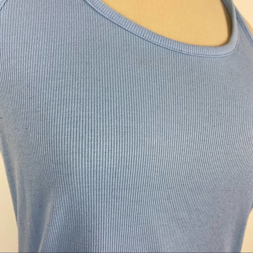 PINK Blue Ribbed Racerback Tank - Picture 2 of 3